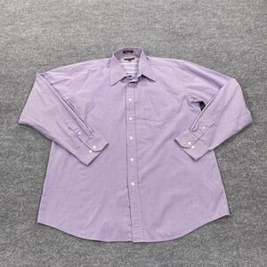 James Tattersall Shirt Mens XL Purple Check Long Sleeve Button Up Dress Casual